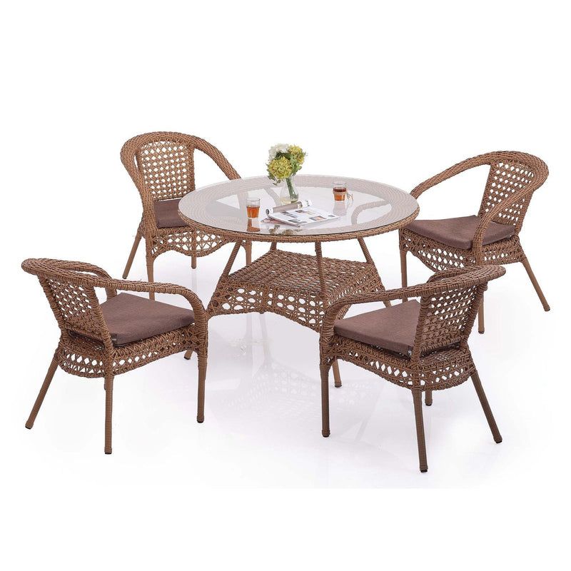 Kopie von Kuffe Gartenlounge-Set »Hasir Premium,4-tlg  Sessel,1x Glass Tisch, Polyrattan, Gartenmöbel-Set