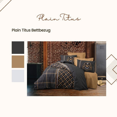 Cotton Box Plain Titus Bettwäsche mit Bettdecke 2 Person 4 teilig 200x220 cm %100 Baumwolle Bettbezug