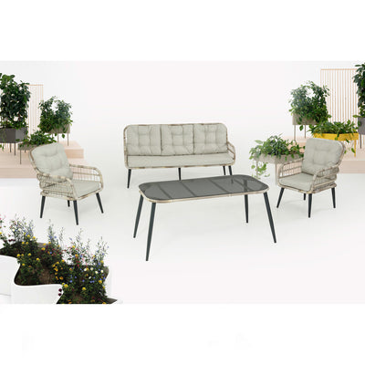 Capri Swing ROMA Gartenlounge-Set Balkon Polyrattan Loungesessel mit Tisch