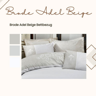 Cotton Box Brode Adel Beige Bettwäsche 2 Person 4 teilig 200x220 cm %100 Baumwolle Bettbezug