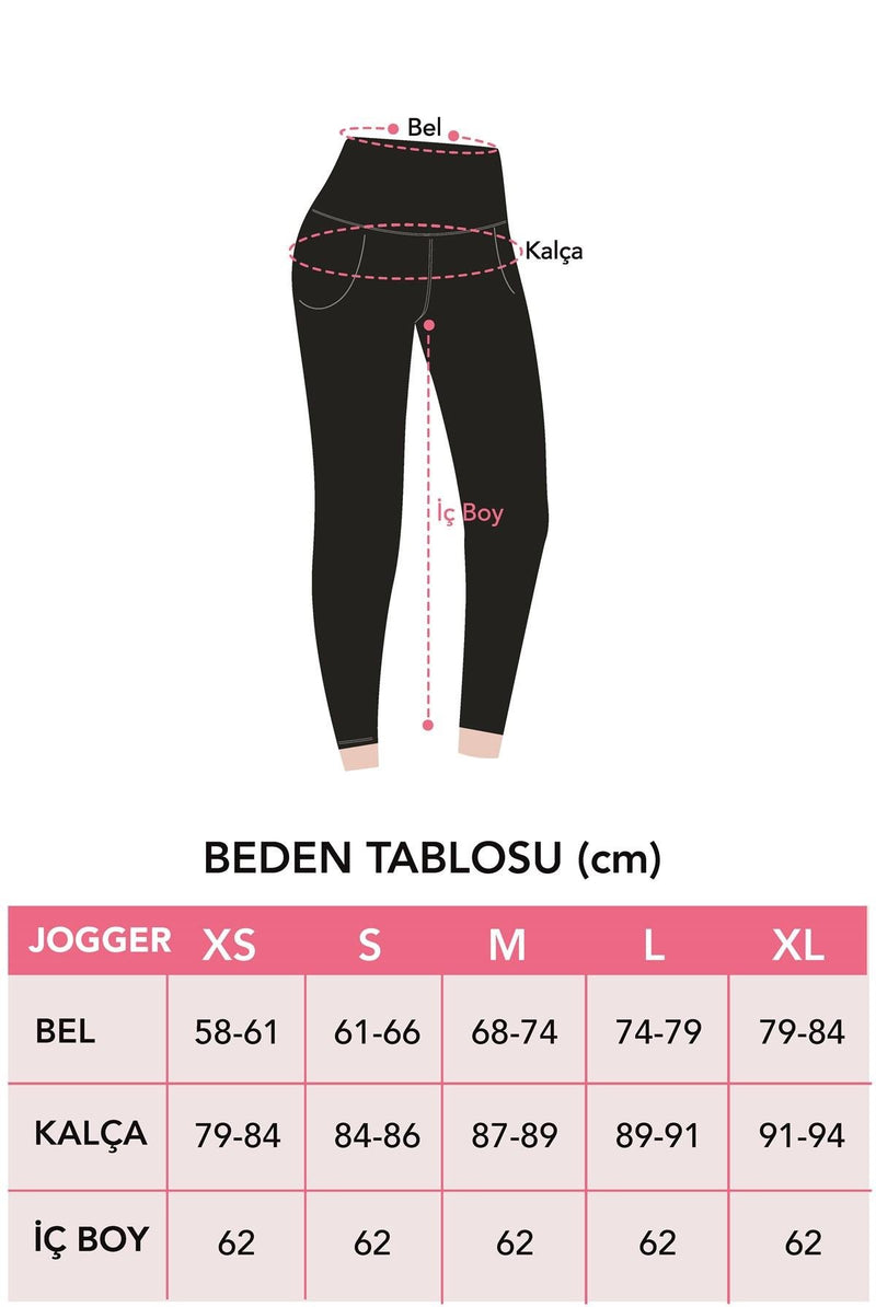 Cottonhill Schwarze Damen-Jogger-Jogginghose mit hoher Taille und doppelten Taschen-1035