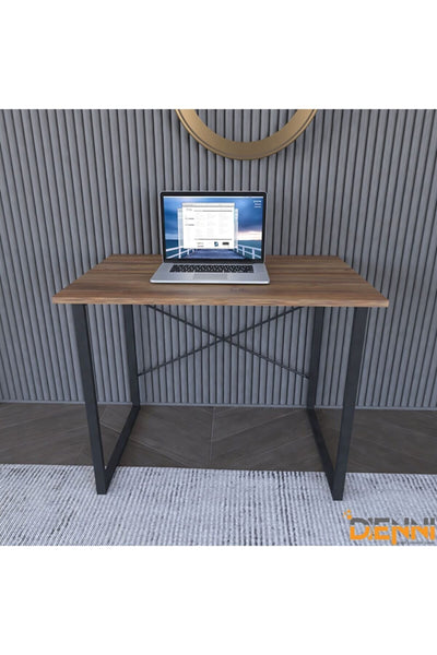 Dienni Schreibtisch Regal Holz-Optik Eiche Metall-Beine 90cm