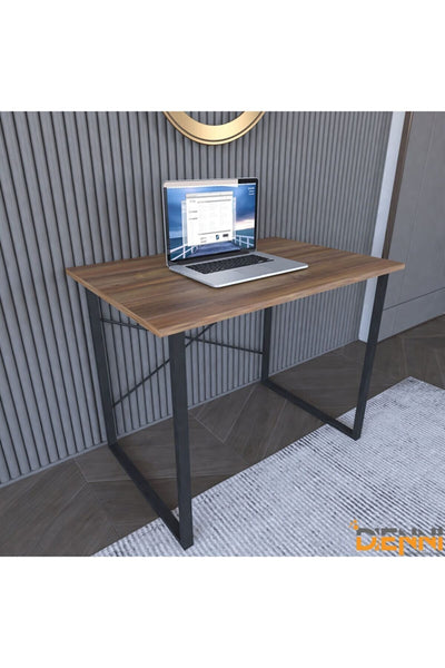 Dienni Schreibtisch Regal Holz-Optik Eiche Metall-Beine 90cm
