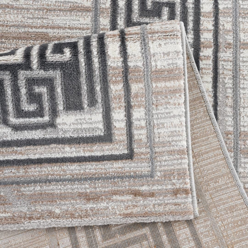Gabarbin 11892 Grau/Beige Teppich Wohnzimmerteppich Esszimmerteppich Teppichläufer Läufer Kurzflor Modern Designer Teppich