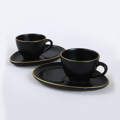 Damla Gold schwarz Kaffeetassen-Set Präsentationsset 4 teilig 2 Personen