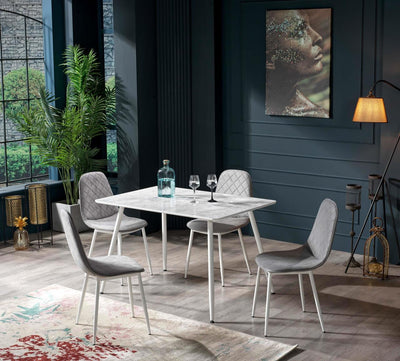Kuffe Mattina Hochwertiges Esstisch Set mit 4 Stühlen 120x80cm