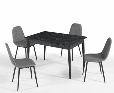 Kuffe Notte Lungo Ausziehbar Esstisch Küchentisch Set mit 4 Stühlen 180x80cm