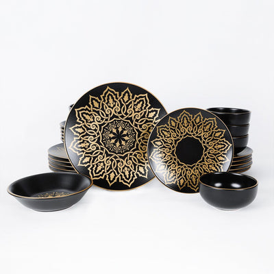 Keramika Topkapi Tellerset Kombiset 24 teilig 6 Personen matt schwarz